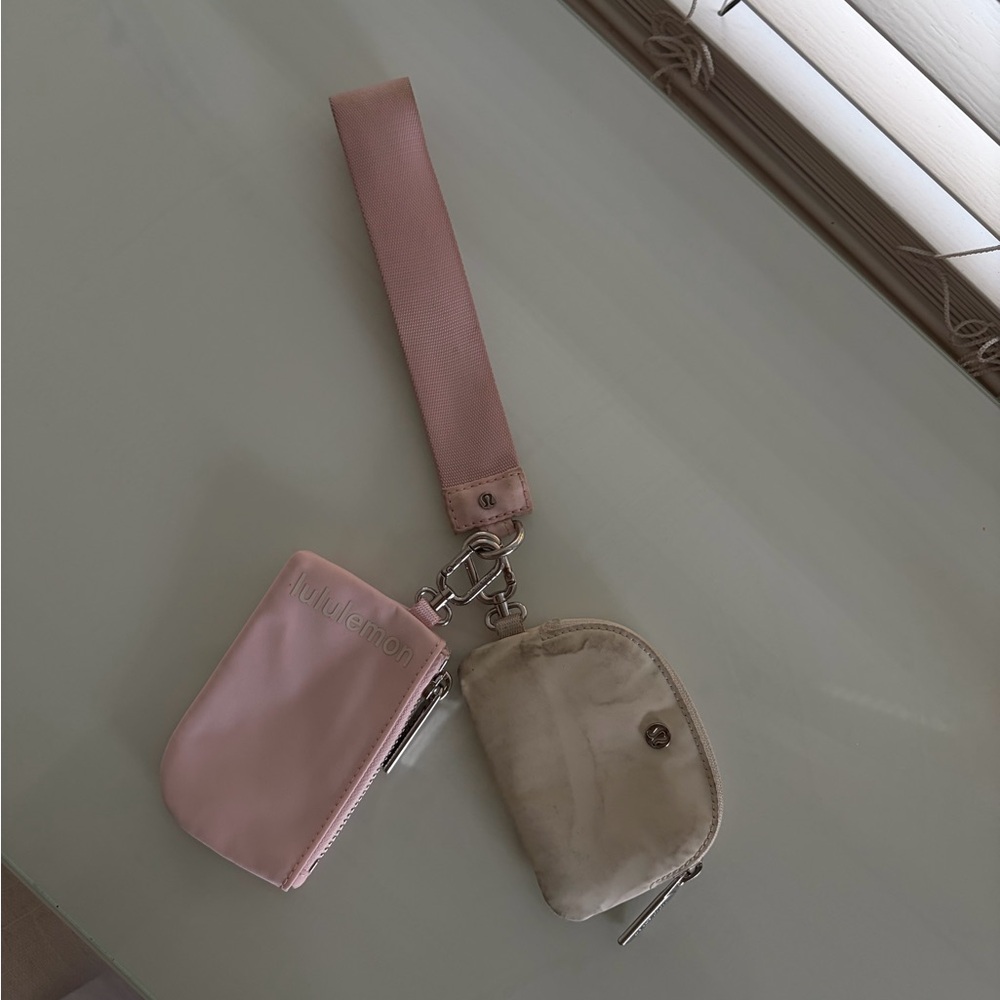lululemon athletica Blush Pink and Beige Wristlet Duo